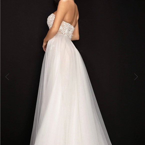 Floral Appliqued Dress With Overskirt - Picture 4 of 5